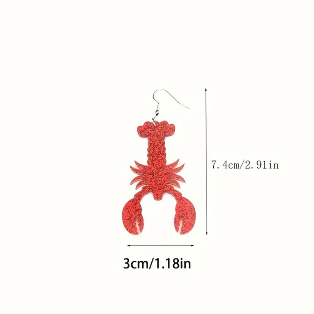 Glitter Crawfish/Lobster Dangle Earrings - Picture 5 of 5